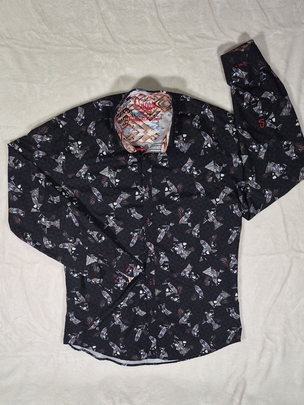 Sugar Multicolor Patterned Shirt with Red Embroidery